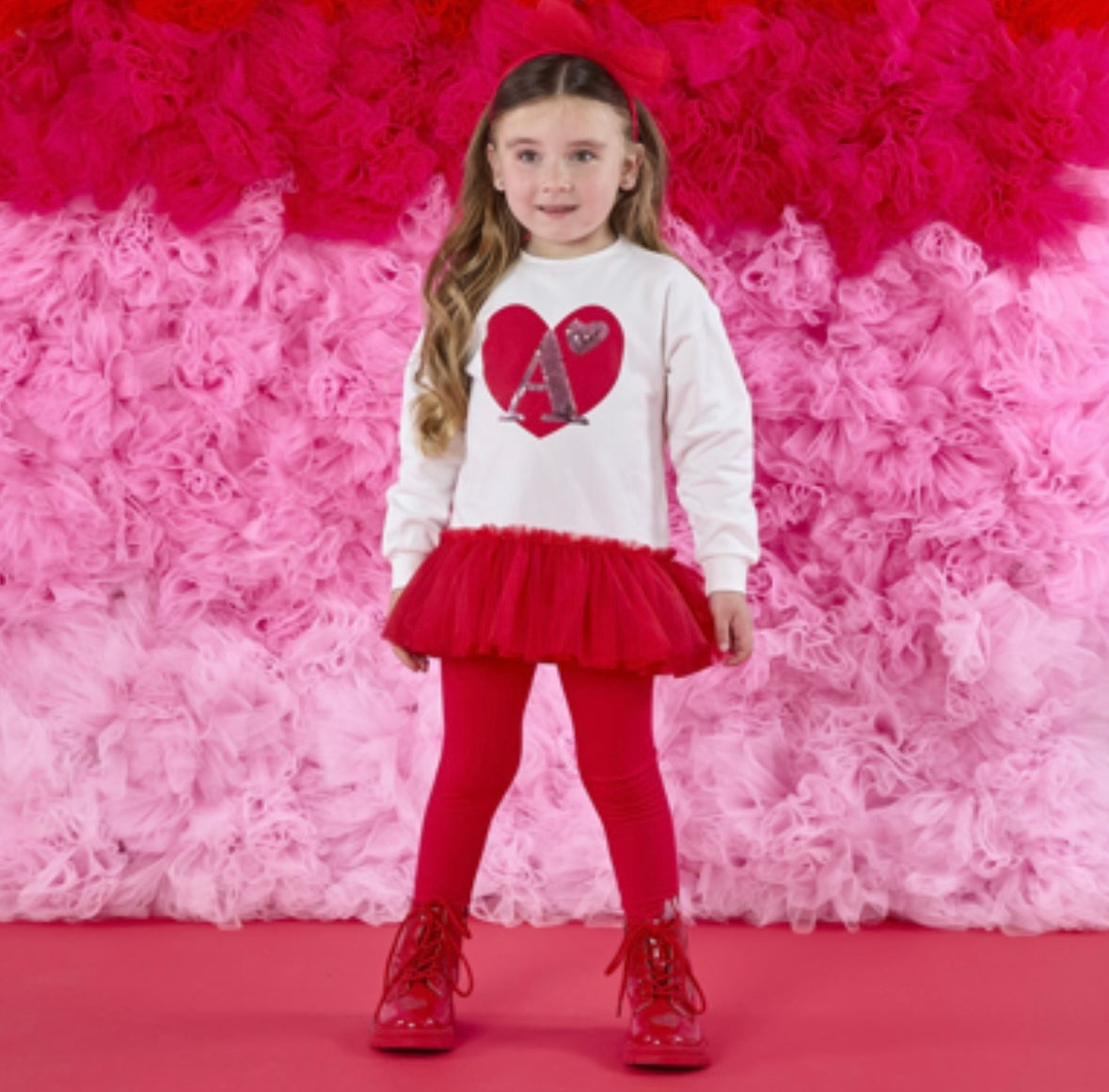 Adee Lucia red tulle legging set