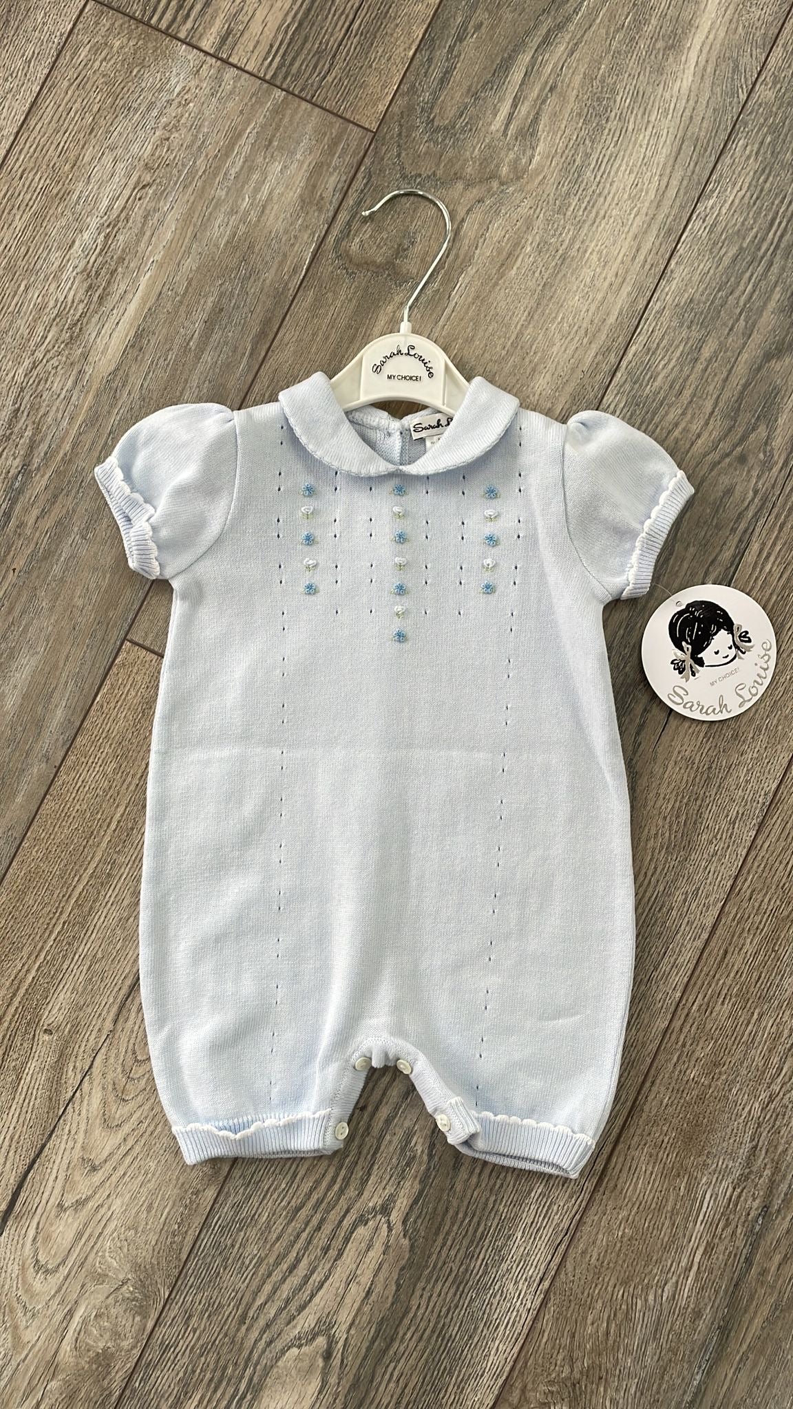 Sarah Louise Blue Knit Romper