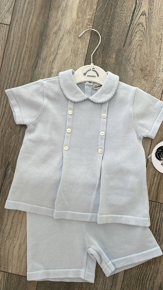 Sarah Louise knit blue short set