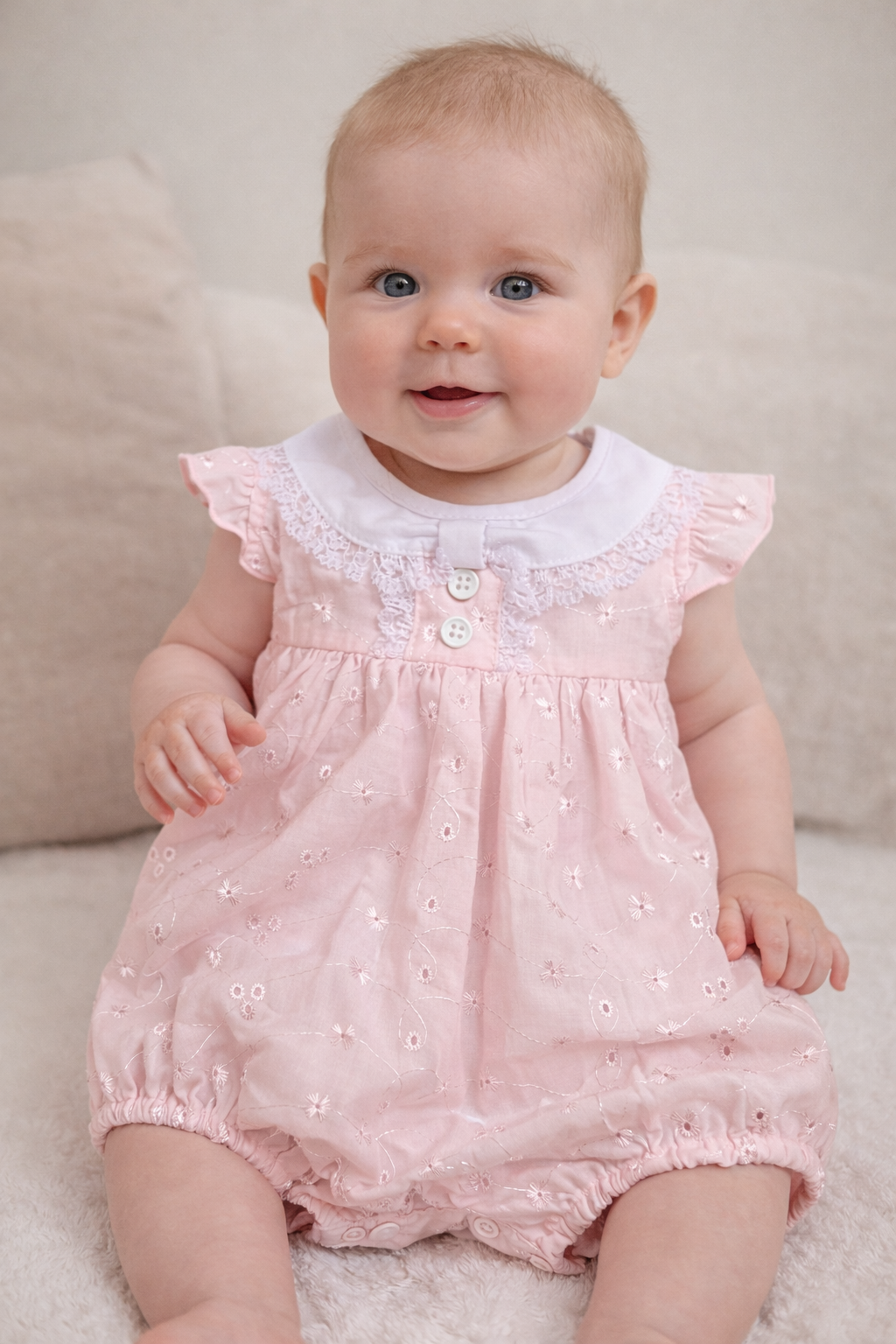 Baby girls pink romper