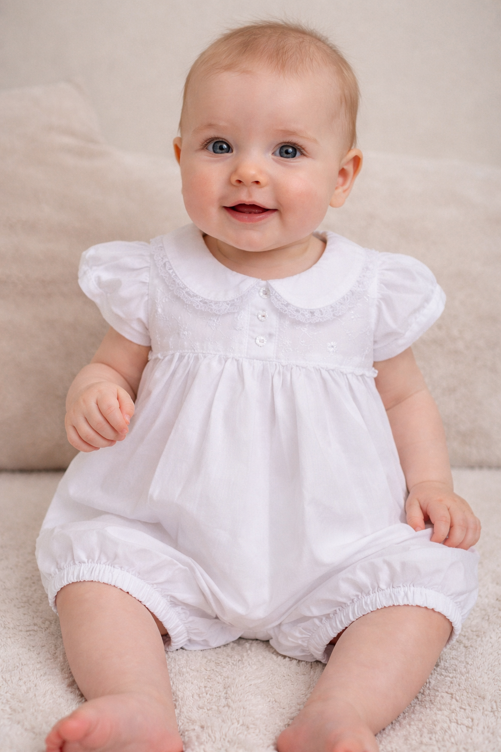 White baby girls romper