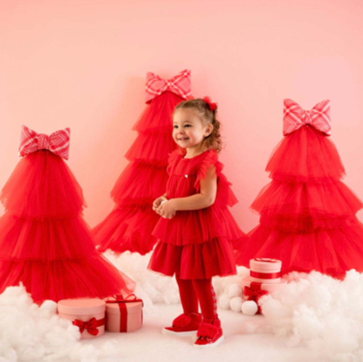 Little A Khloe red tulle dress