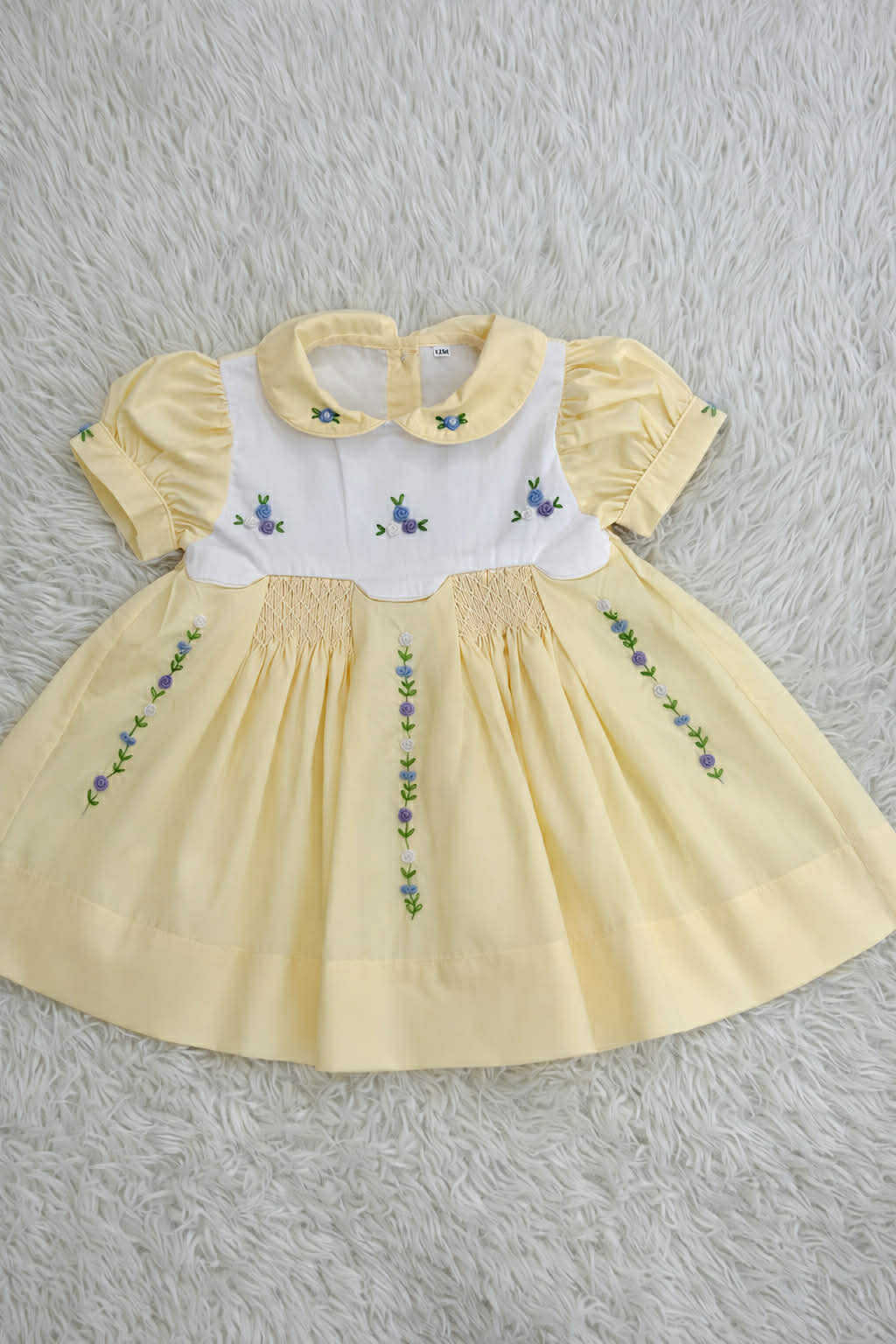 Lemon smock embroidered dress
