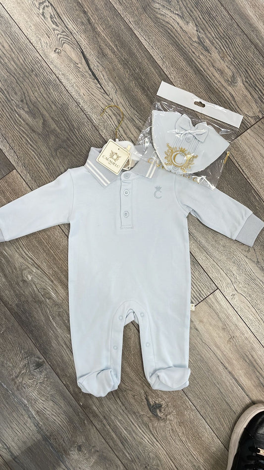 Caramelo boys polo all in one and bib