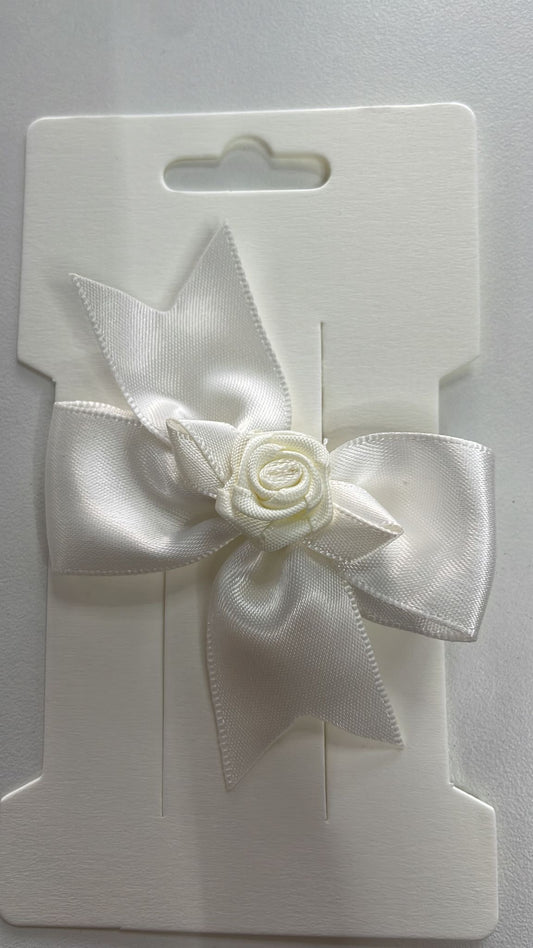 Ivory rosebud bow clip