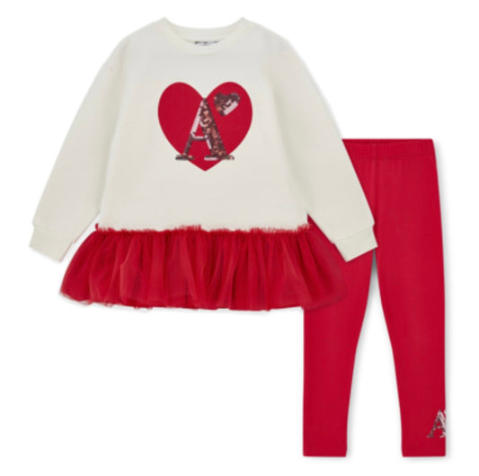 Adee Lucia red tulle legging set