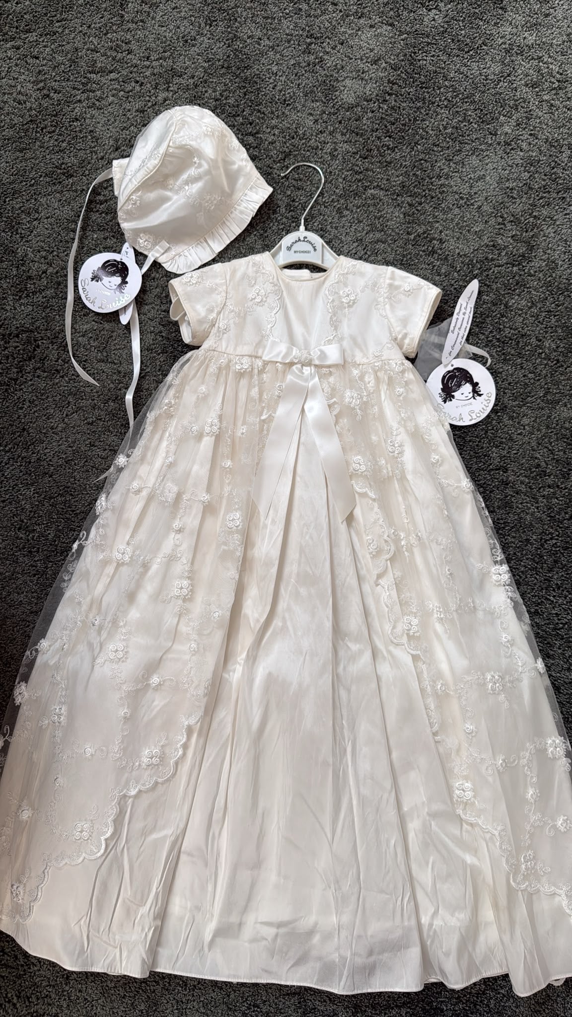Sarah Louise christening gown and bonnet