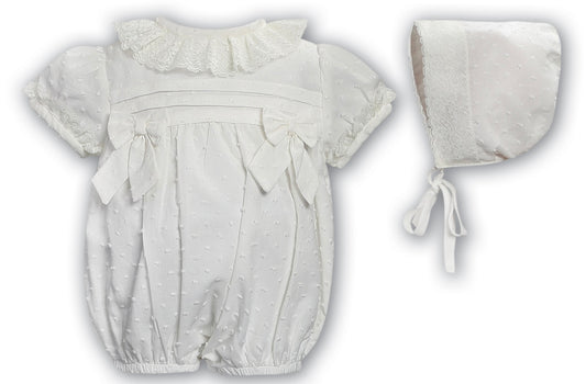 Sarah Louise Ivory Romper & Bonnet