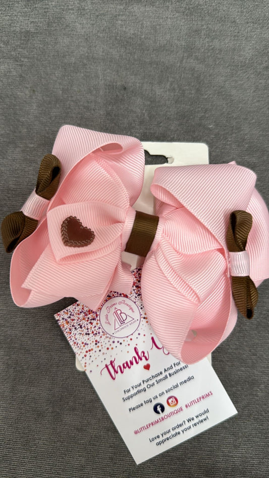 Handmade pink & brown hair clip