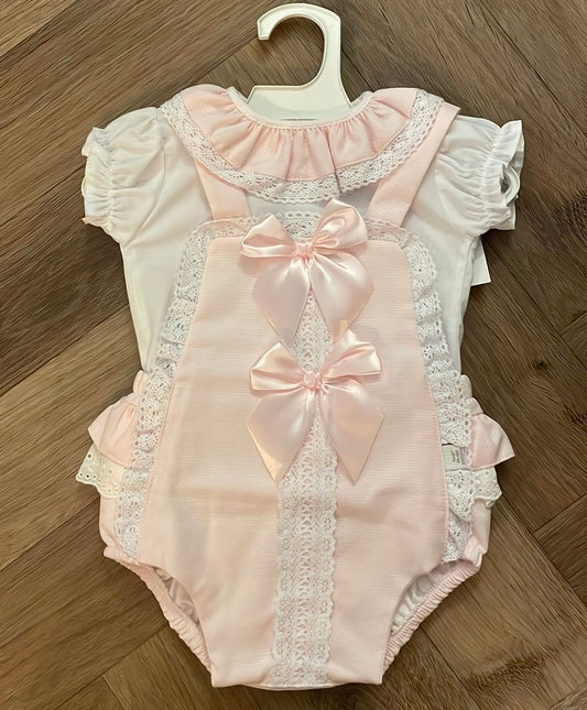 Pink Bow Frill girls set