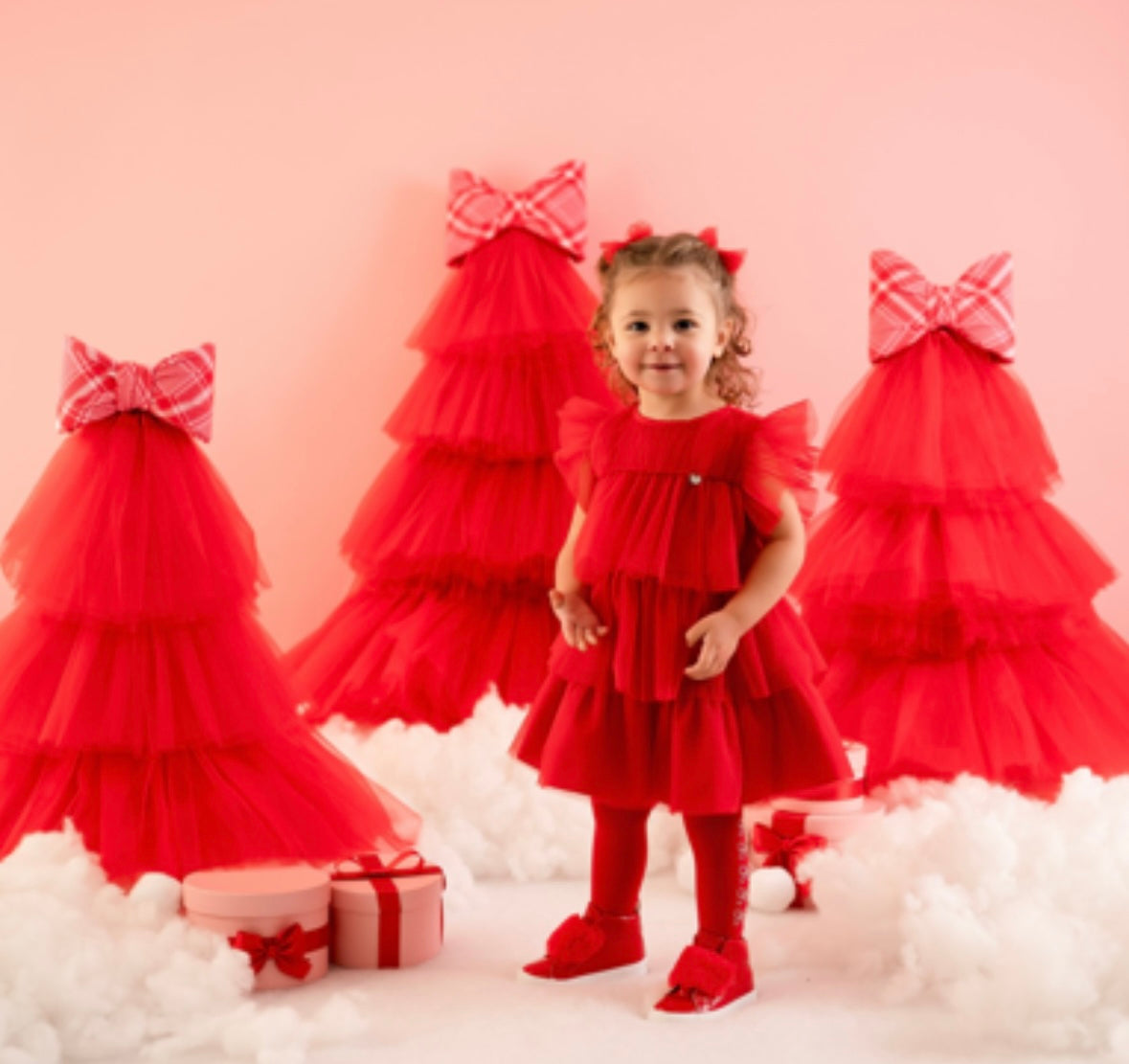 Little A Khloe red tulle dress