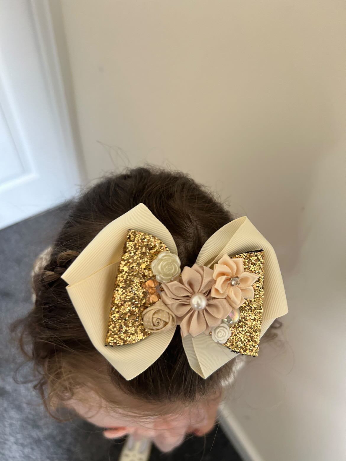 Handmade Gold Bow Clip