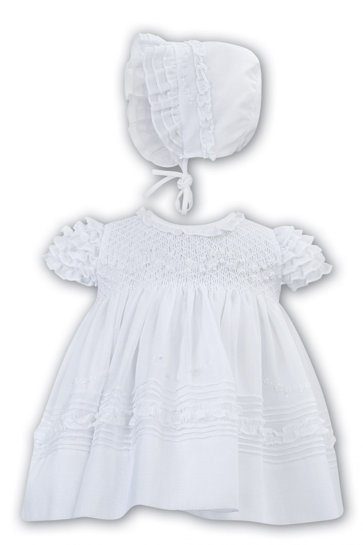 Sarah Louise White Dress and bonnet set