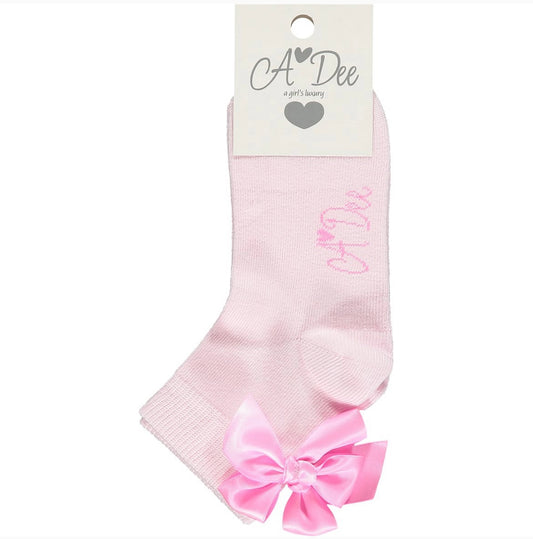 A Dee Pink Bow Ankle Socks