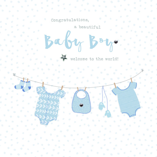 Congratulations A Beautiful Baby Boy Card