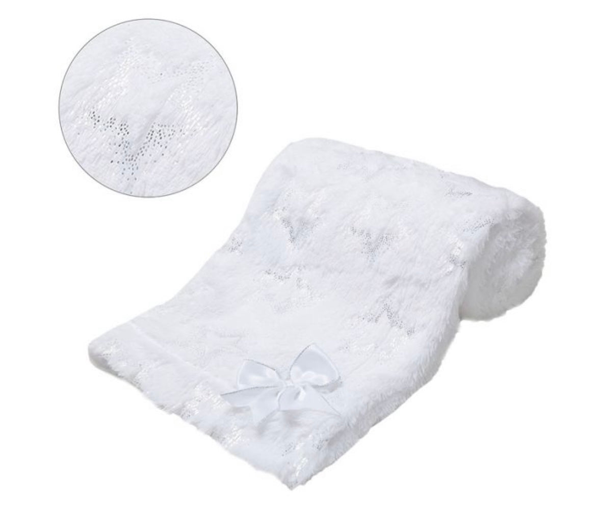 White Soft Blanket with Bow