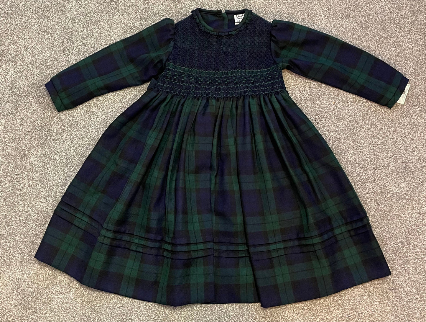 Sarah Louise Green Tartan Smocked Dress