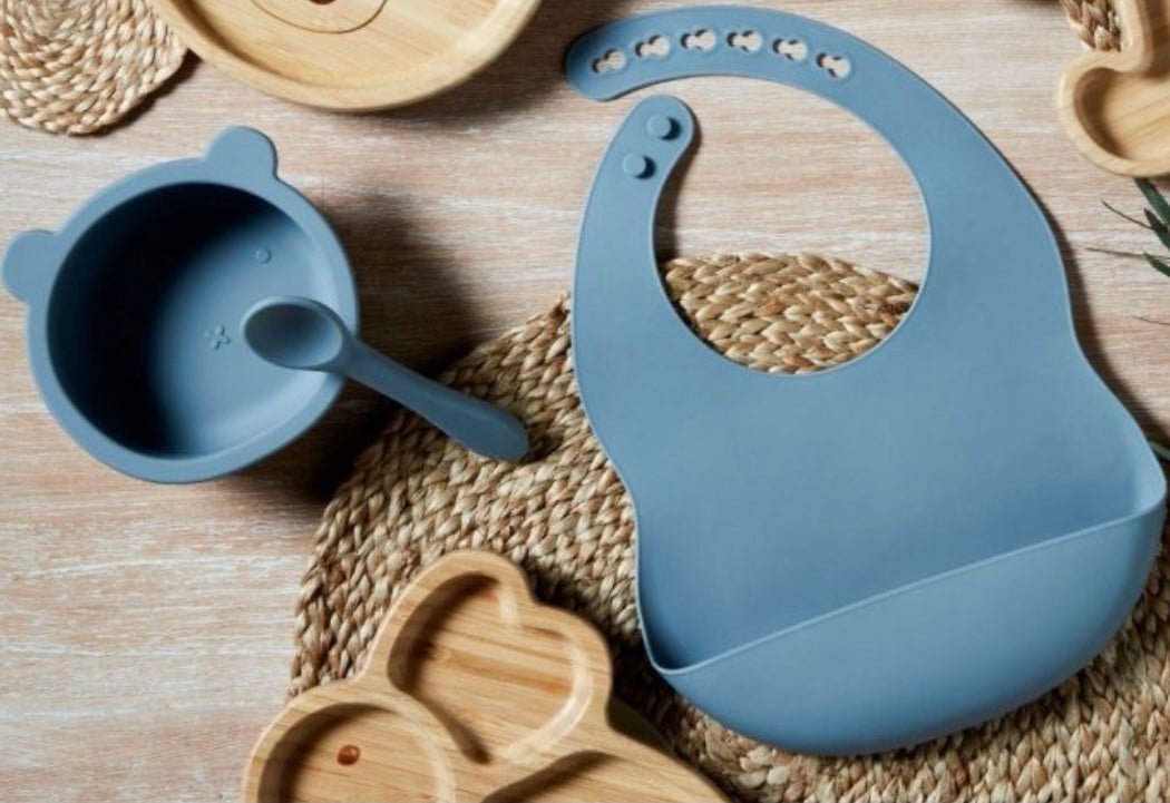 Silicone Bowl Spoon and bib set