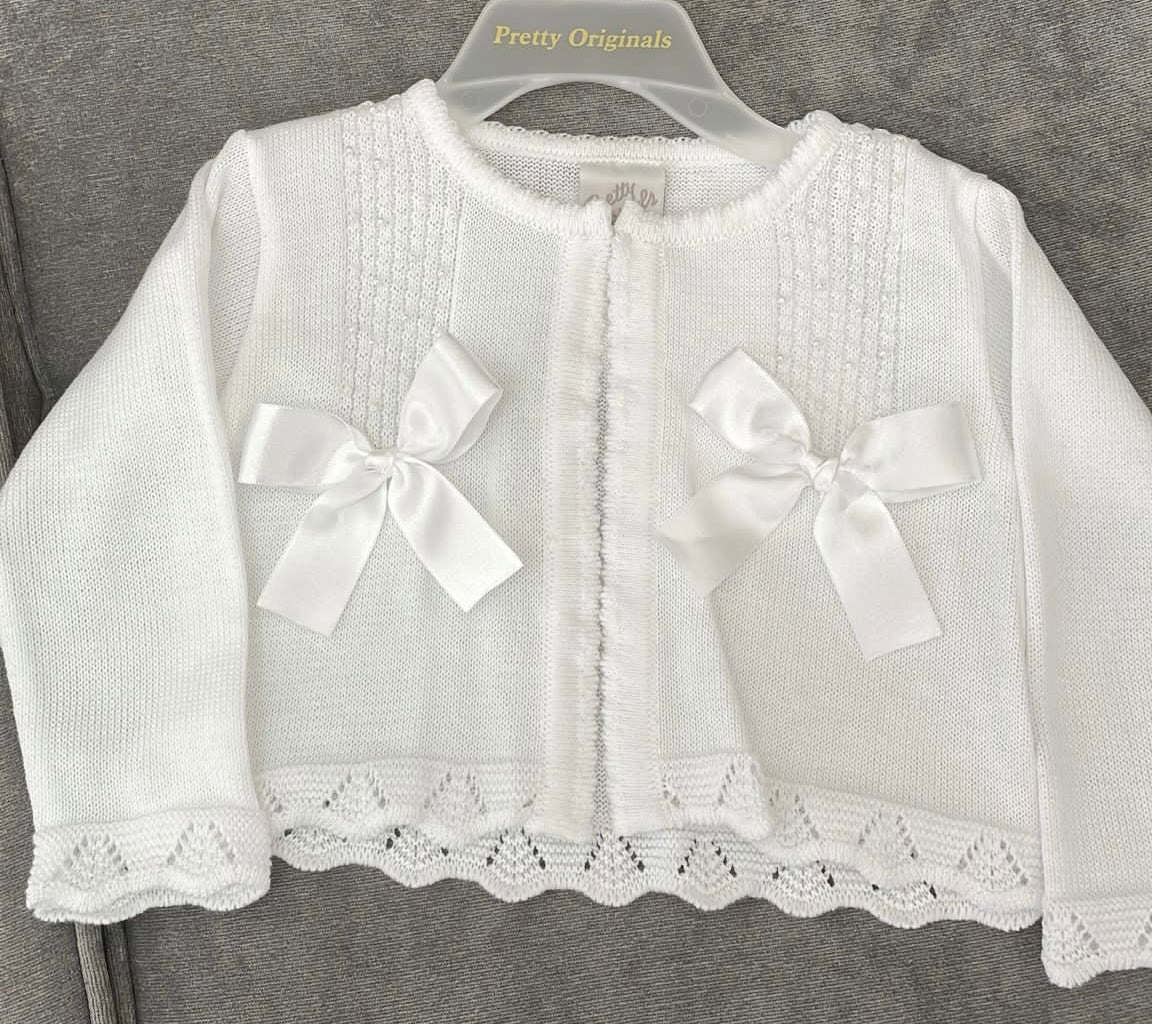 Pretty Originals White Bow Cardigan