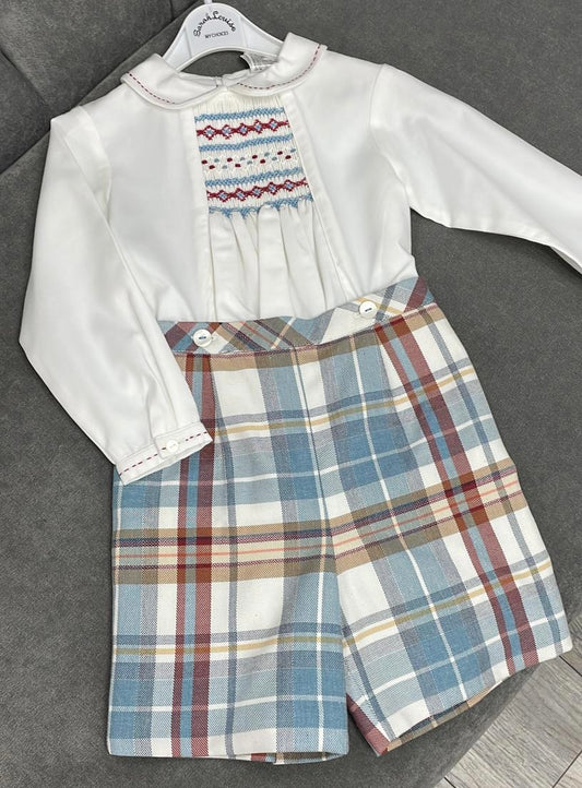 Sarah Louise Boys shorts and smocked shirt