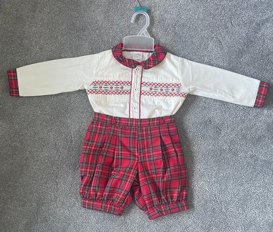 Pretty Originals Boys Smocked Tartan Set